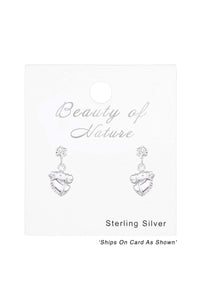 Sterling Silver Ear Studs with Hanging Horse and Crystals