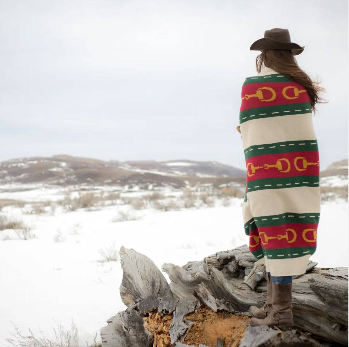 Equestrian Striped Horse Bit Throw