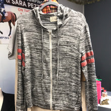 Load image into Gallery viewer, 🐴Grey Zip Up w/Pink Arm Stripe

