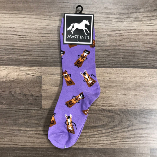 Crew Socks: Horses with Spectacles