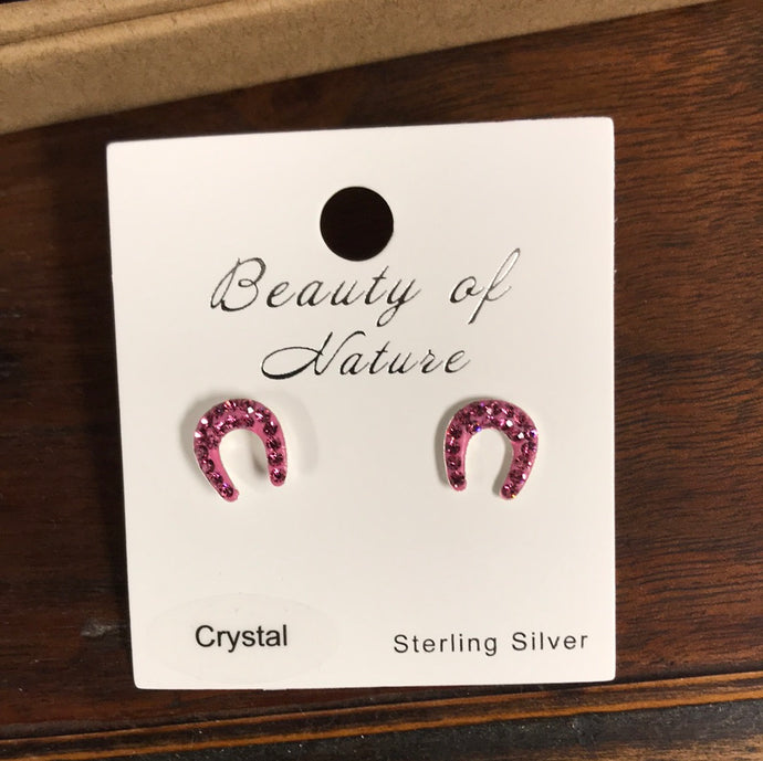 BN Horseshoe Earring Studs w/ Crystal