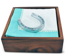 Load image into Gallery viewer, Wooden Napkin Holder w/Horseshoe Napkin Weight
