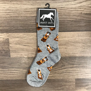 Crew Socks: Horses with Spectacles