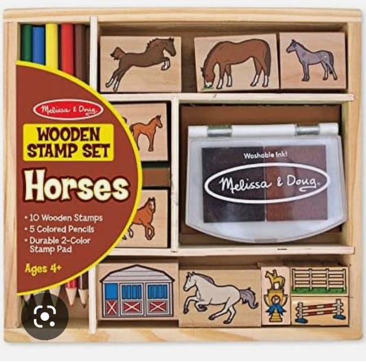 Wooden Stamp Set 16 PC Horses