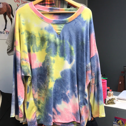 422 Pink Lemon Tie Dye Loose Fit Top